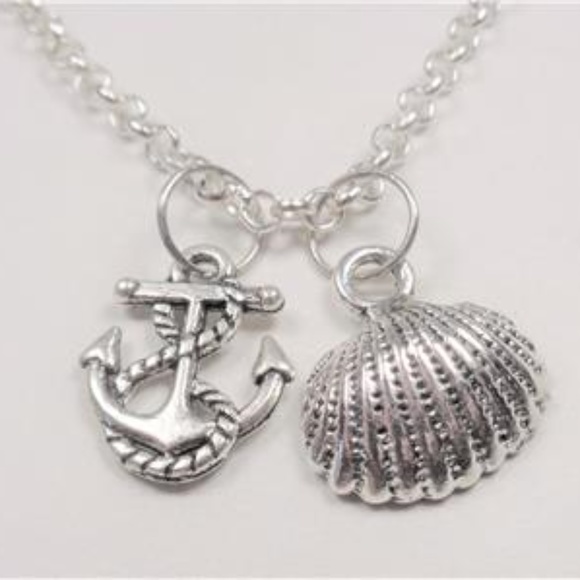 NAUTICAL ROPE ANCHOR SEA SHELL SAILING NECKLACE - Picture 2 of 5